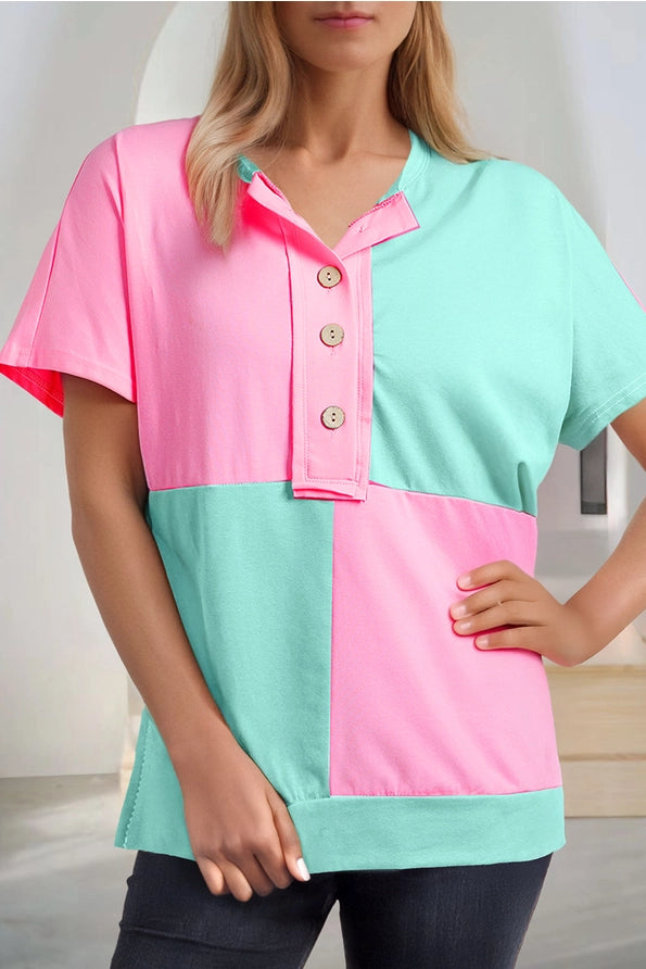 MINT GREEN TWO TONED COLLARED TOP