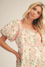 PUFF SLEEVES FLORAL MIDI DRESS