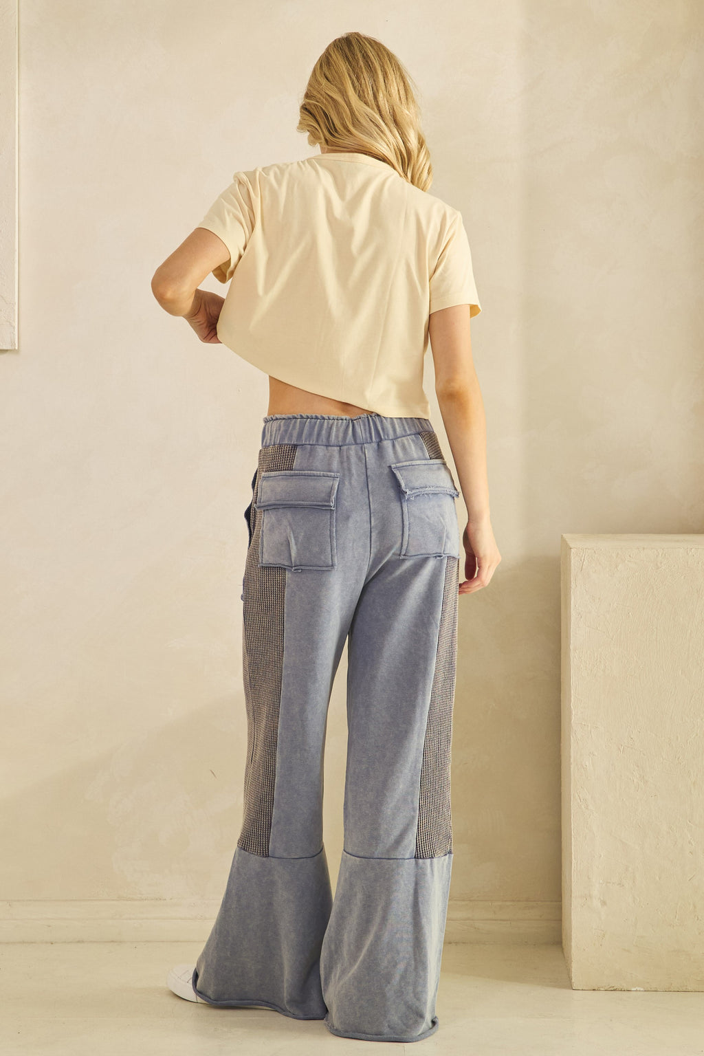 VINTAGE WASHED FLARED PANEL PANTS
