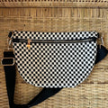 WOVEN BLACK CHECKERED BUM CROSSBODY