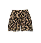 LEOPARD PRINT FRAYED HEM DENIM SHORTS