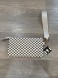 WOVEN KHAKI AND CREAM CHECKERED WRISTLET