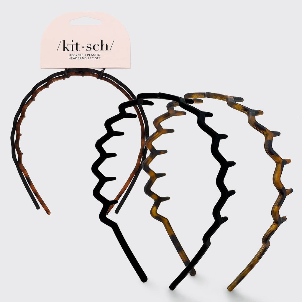 ZIG ZAG HEADBAND 2PC - BLACK & TORTOISE