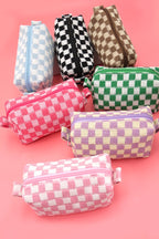 CHECKERED MAKEUP COSMETIC POUCH BAG