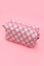 CHECKERED MAKEUP COSMETIC POUCH BAG