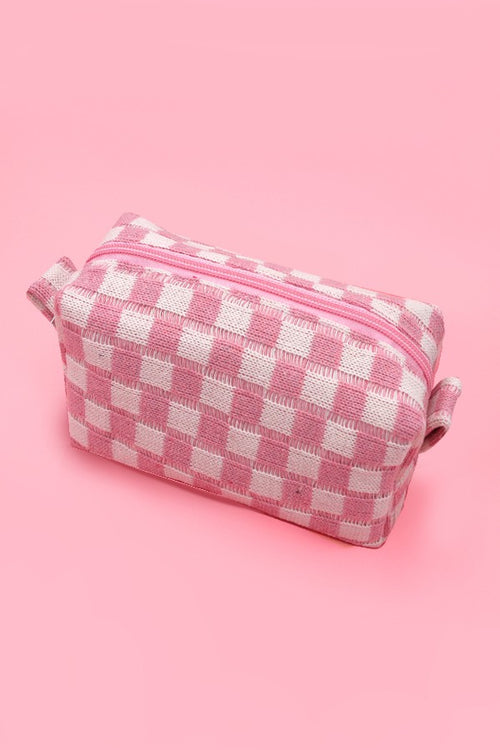 CHECKERED MAKEUP COSMETIC POUCH BAG