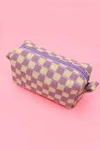 CHECKERED MAKEUP COSMETIC POUCH BAG