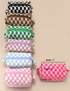 CHECKERED MAKEUP COSMETIC POUCH BAG