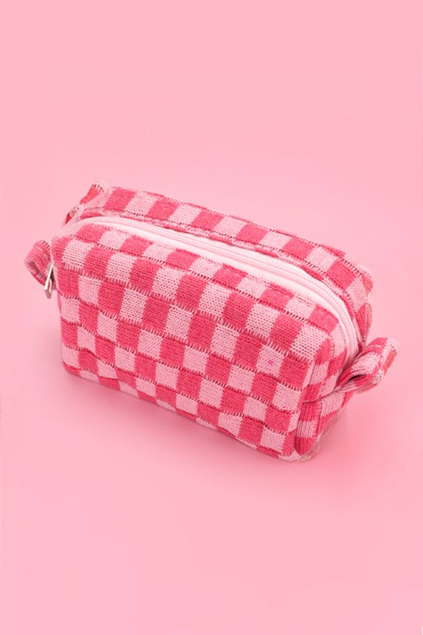 CHECKERED MAKEUP COSMETIC POUCH BAG
