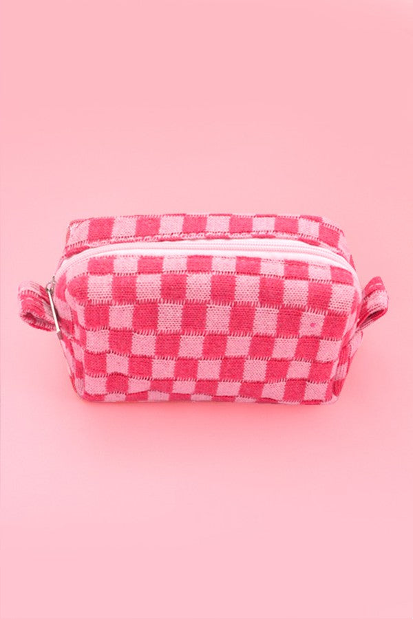CHECKERED MAKEUP COSMETIC POUCH BAG
