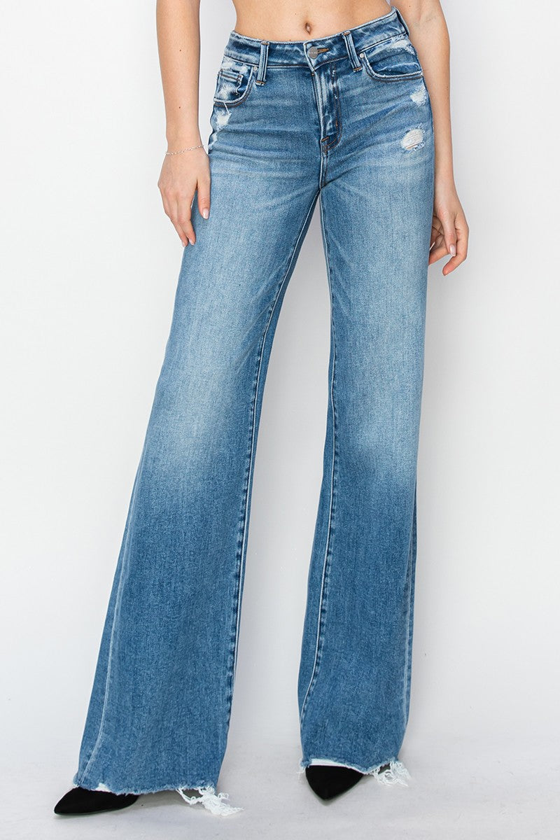 RISEN TUMMY CONTROL MID RISE WIDE LEG