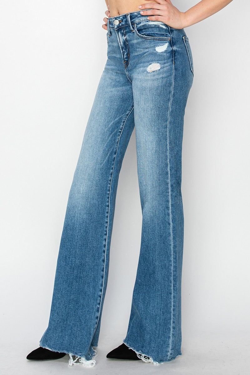 RISEN TUMMY CONTROL MID RISE WIDE LEG