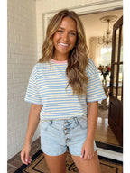 STRIPE CONTRAST DROP SHOULDER TEE