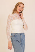 LAYER ME LACE HIGH NECK MESH TOP