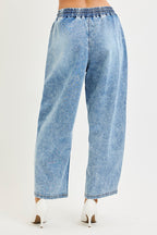 RISEN ELASTIC BAND CROPPED BARREL WITH SEAM