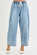 RISEN ELASTIC BAND CROPPED BARREL WITH SEAM