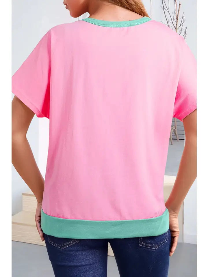 MINT GREEN TWO TONED COLLARED TOP