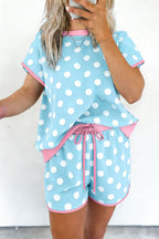POLKA DOT CONTRAST EDGE CASUAL SHORT SET