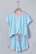 POLKA DOT CONTRAST EDGE CASUAL SHORT SET