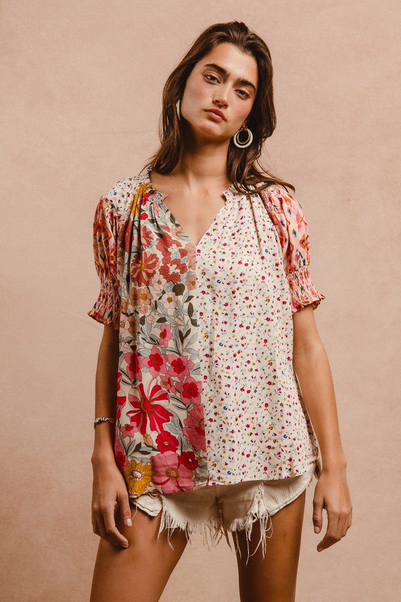 WOVEN PRINT MIX AND MATCH PLEASANT TOP