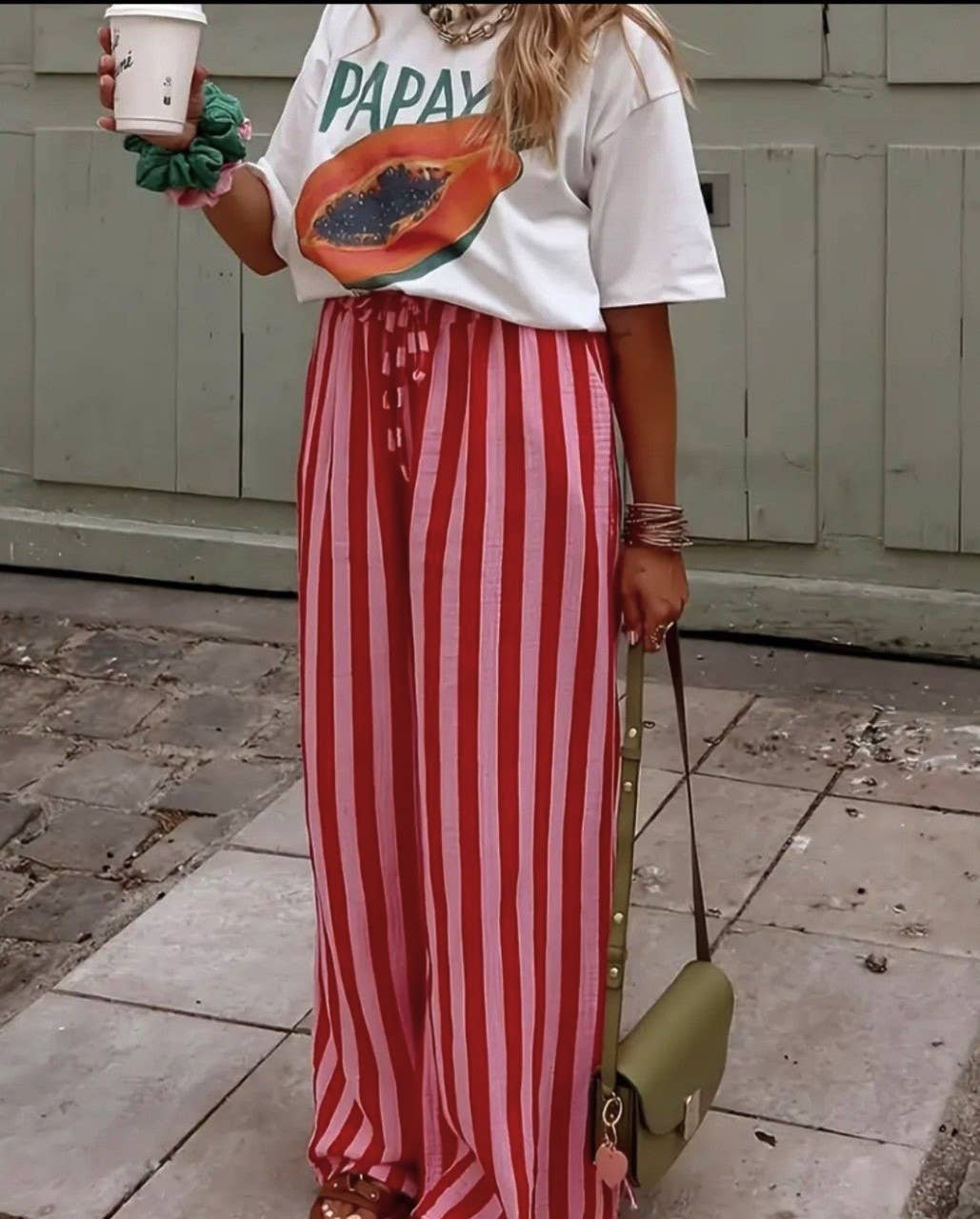 LIGHTWEIGHT VERTICAL STRIPED WIDE LEG PANTS