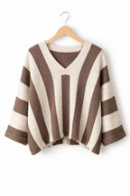 BROWN STRIPE COLORBLOCK SWEATER