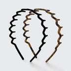 ZIG ZAG HEADBAND 2PC - BLACK & TORTOISE