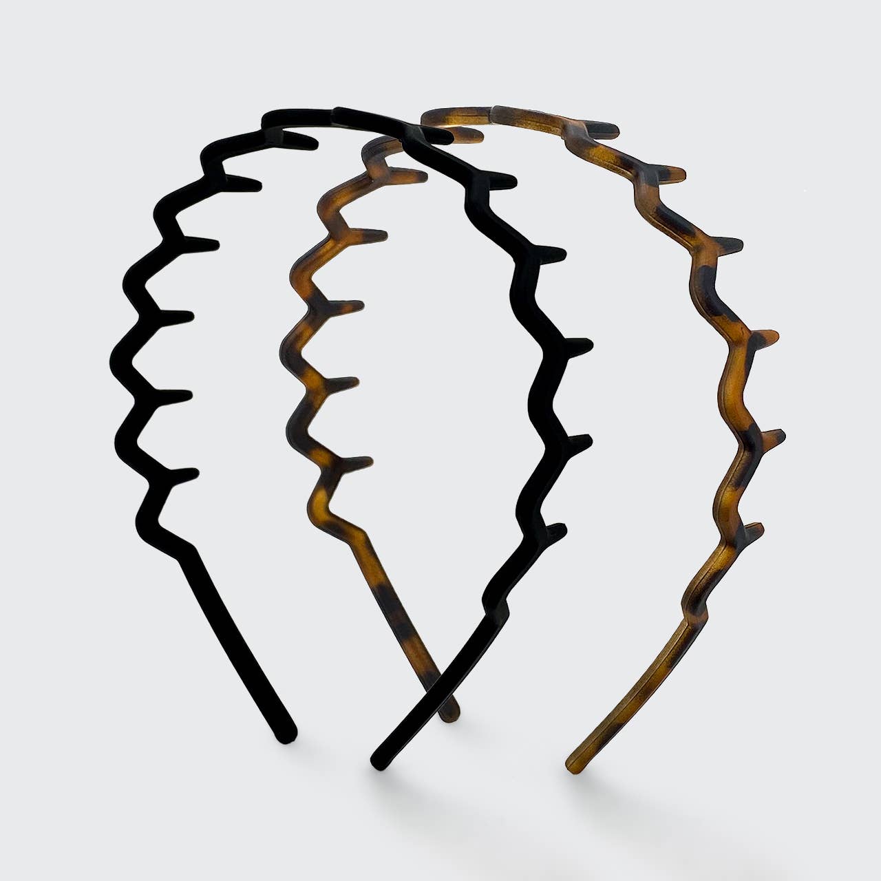 ZIG ZAG HEADBAND 2PC - BLACK & TORTOISE