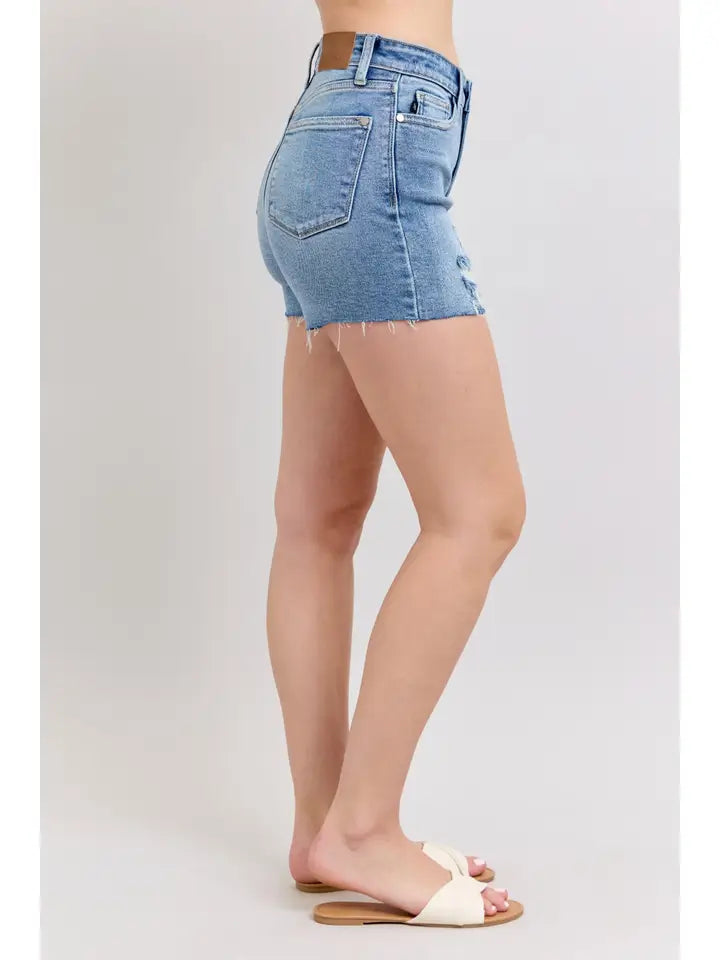 JUDY BLUE HIGH WAIST W/STITCH OVER DISTRESSED DETAIL