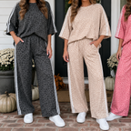LEOPARD VARSITY STRIPE PANT SET