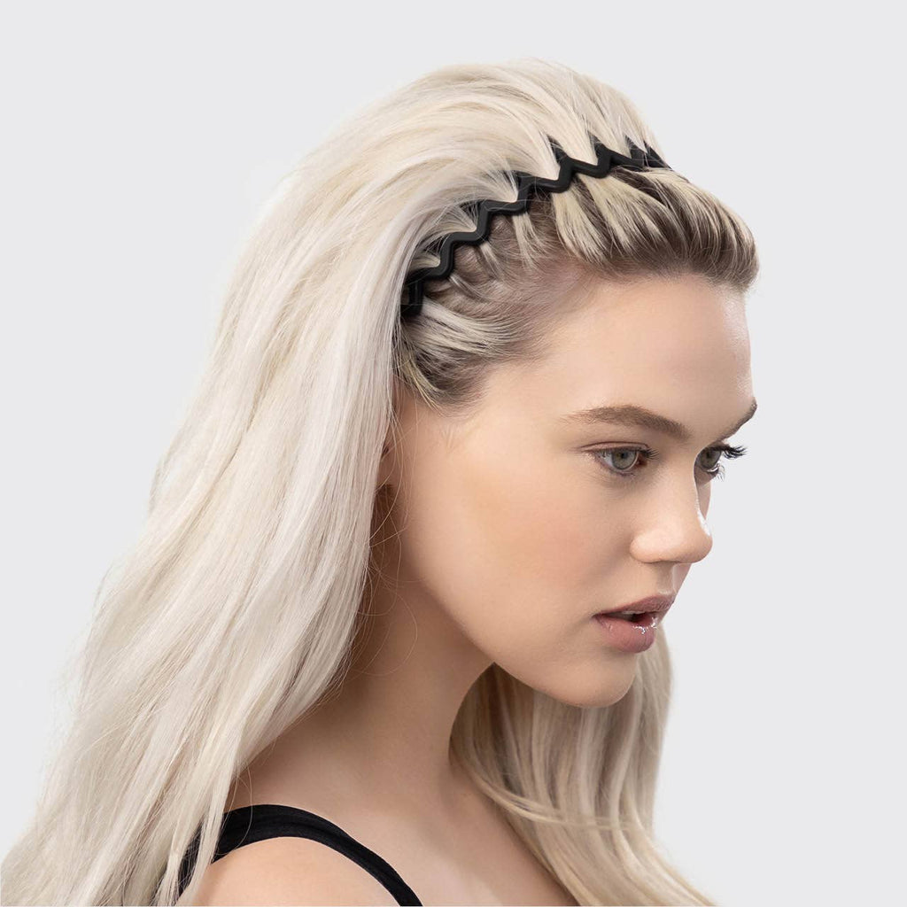 ZIG ZAG HEADBAND 2PC - BLACK & TORTOISE