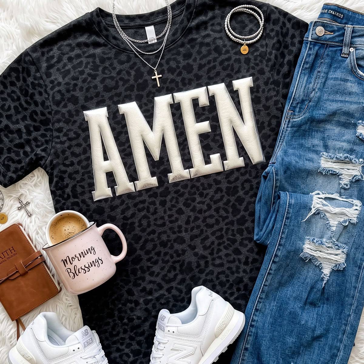 AMEN SLIVER METALLIC PUFF TEE