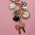 BOW CHECKERED HEART FLOWER KEYCHAIN/ BAG CHARM