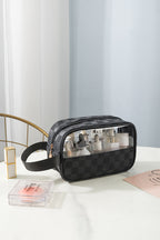 CHECKERED MONOGRAM CLEAR COSMETIC MAKEUP BAG