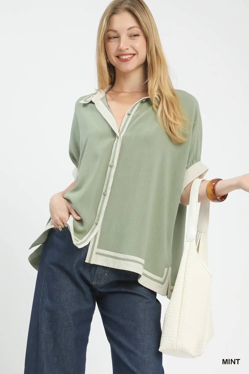 UMGEE LINEN BUTTON FRONT TOP