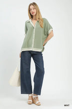 UMGEE LINEN BUTTON FRONT TOP