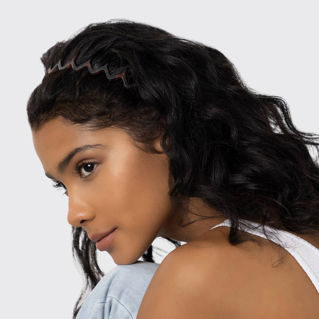 ZIG ZAG HEADBAND 2PC - BLACK & TORTOISE