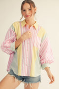 STRIPE MIX-MATCH BUTTON DOWN TOP