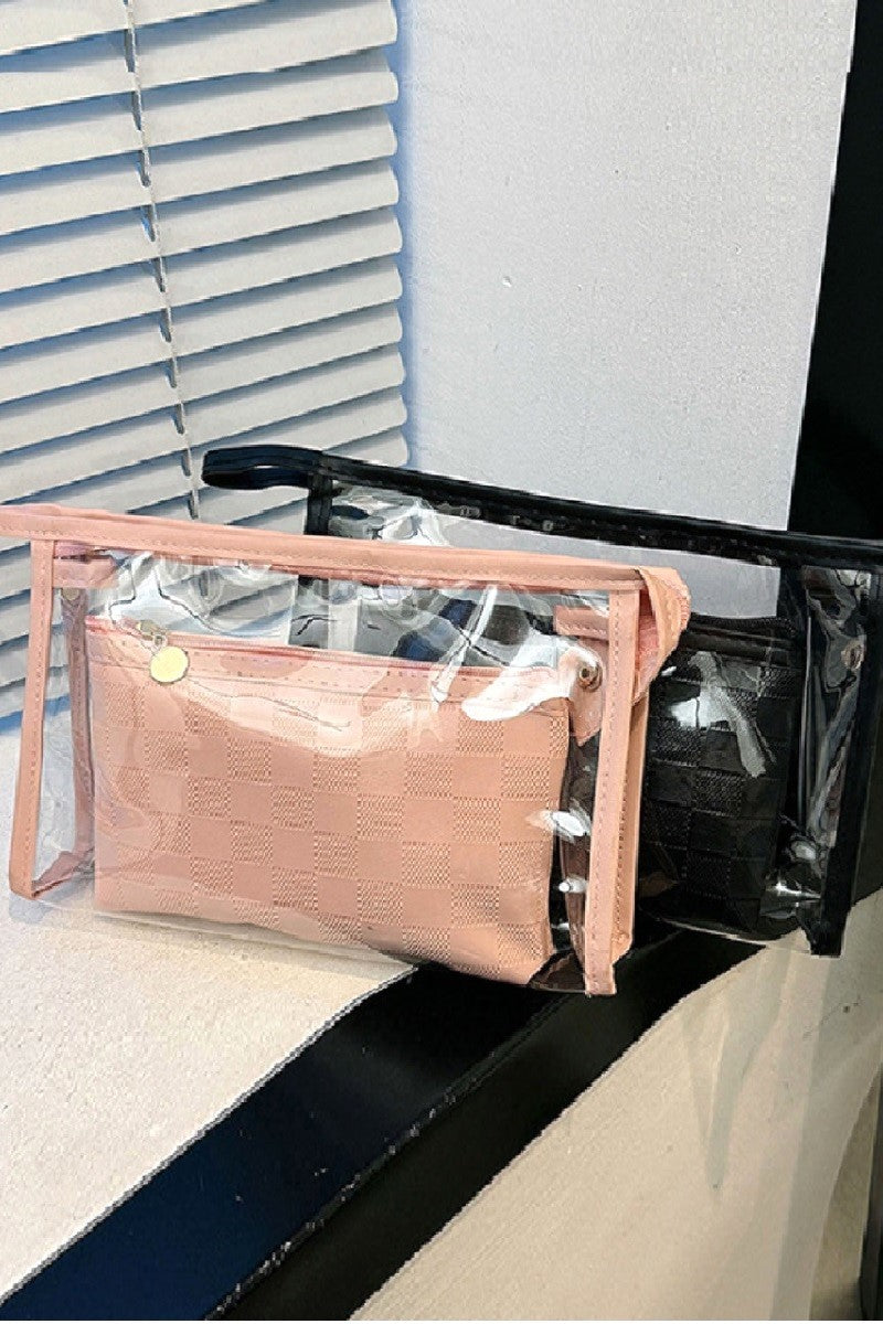 DUO CHECKERED COSMETIC MAKEUP TRAVEL SET