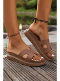 CUTOUT DESIGN OPEN TOE PLATFORM SLIPPERS