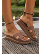 CUTOUT DESIGN OPEN TOE PLATFORM SLIPPERS