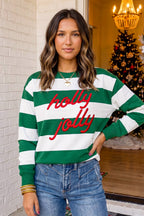 STRIPED HOLLY JOLLY CHRISTMAS SWEATSHIRT