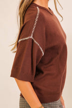 RELAXED KNIT SHORT SLEEVE SWEATER