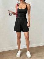 EVERYDAY BASIC SPAGHETTI STRAP HALTER ROMPER