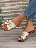 METAL RINGS DECOR CUTOUT FLAT SANDALS