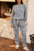 CAMOUFLAGE PRINT LOOSE PULLOVER AND DRAWSTRING PANTS SET