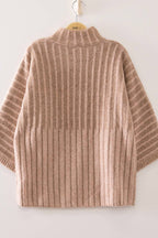 RIBBED KNIT MOCK NECK SWEATER