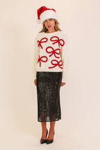 COQUETTE BOW CHRISTMAS SWEATER