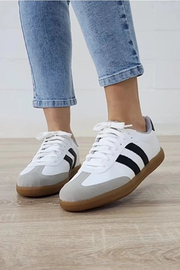 STRIPED LACE UP SNEAKERS