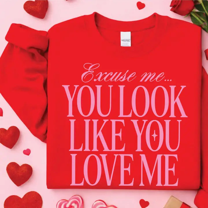 EXCUSE ME, YOU LOOK LIKE YOU LOVE ME SWEATSHIRT